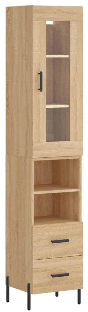 3199308 vidaXL Висок шкаф, сонома дъб, 34,5x34x180 см, инженерно дърво