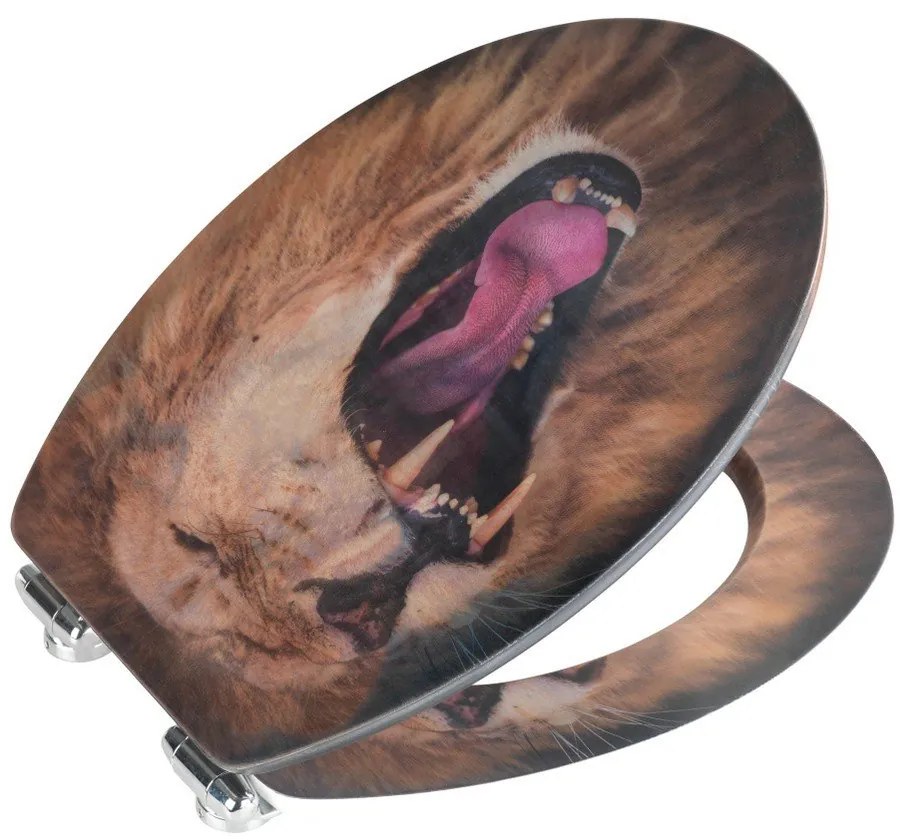 Седалка за тоалетна с 3D изображение и лесно затваряне , 44,5 x 38 cm Lion - Wenko