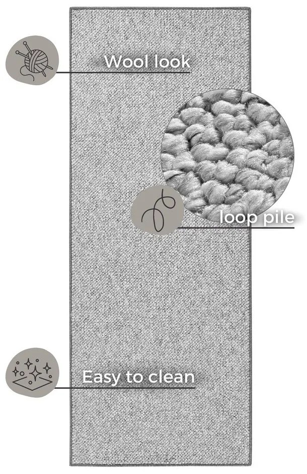 Сива пътека 80x200 cm Wolly – BT Carpet