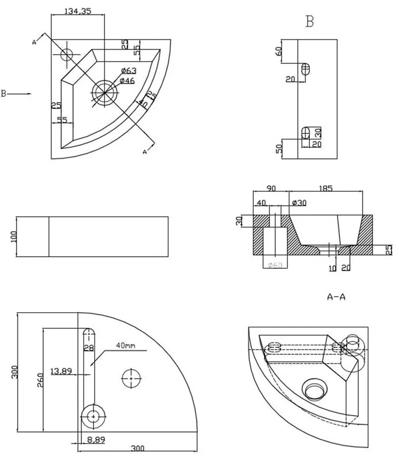 Черен каменен малък умивалник 30x30 cm Blok – Sapho
