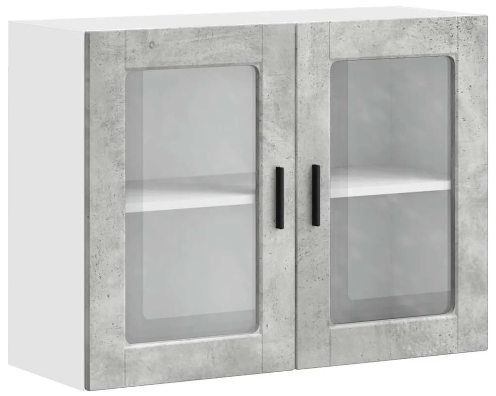 854091 vidaXL Кухненски стенен шкаф със стъклена врата Porto бетонно сив