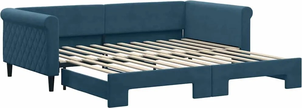 3197777 vidaXL Канапе с изтеглящо разтегателно легло синьо 90x200 см кадифе