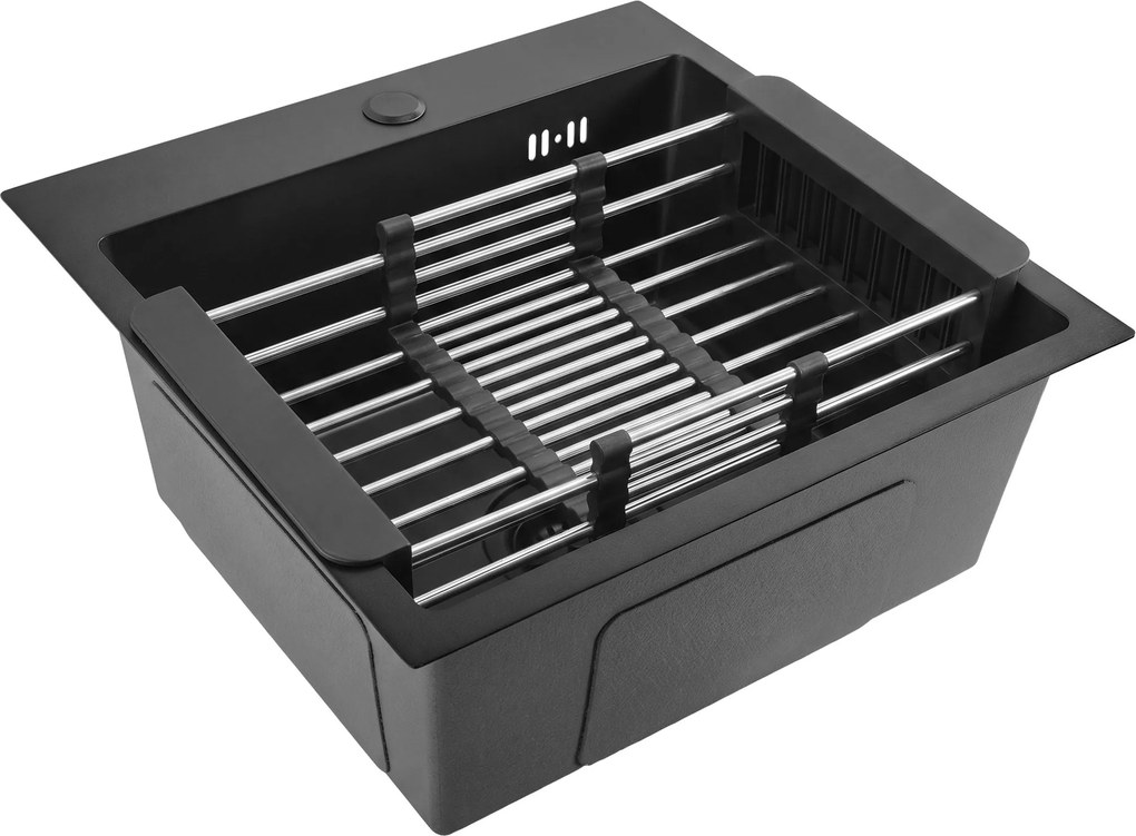 Стоманена мивка с комплект аксесоари 3 бр. REA Leo 40 Black