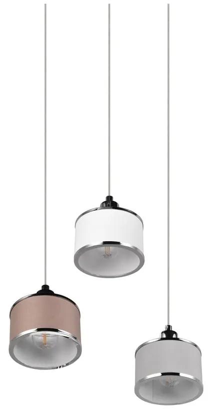 Висяща лампа в бежово и сребристо с текстилен абажур ø 29 cm Kaprun - Trio