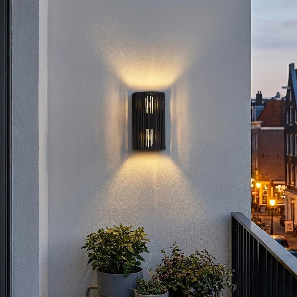 Japandi стенна лампа черна IP44 - Jayla