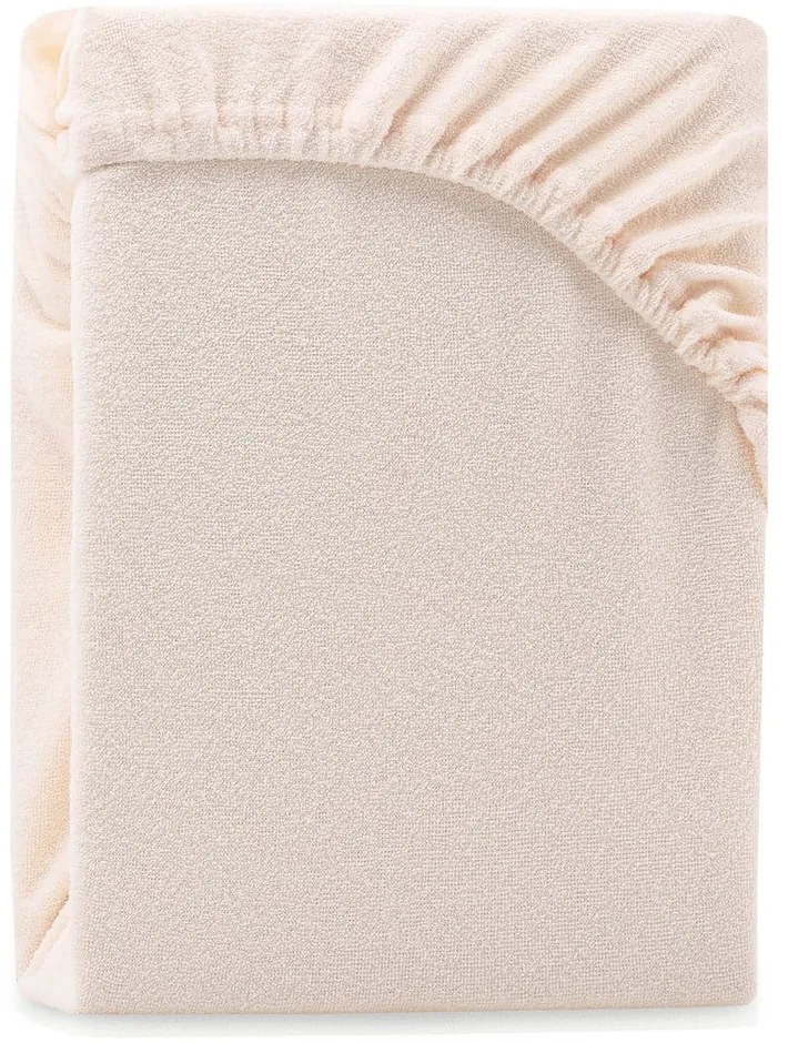 Бежов еластичен чаршаф от тери 160x200 cm Ruby – Restilo