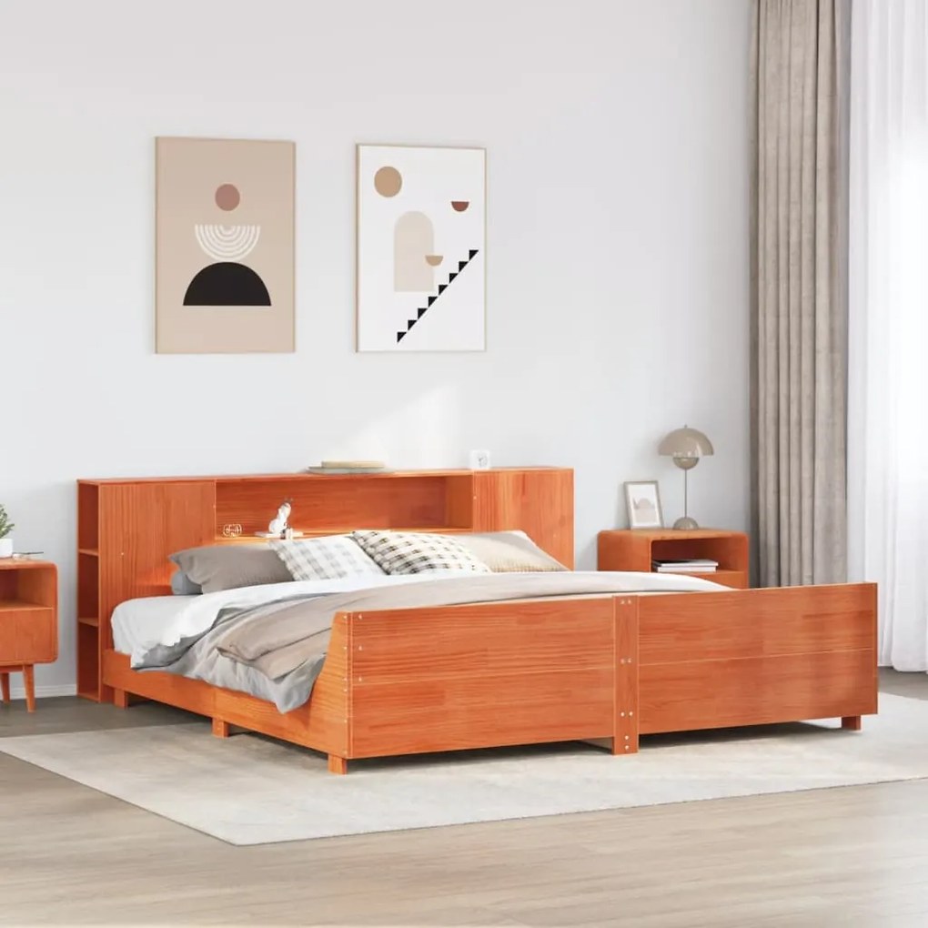 3323643 vidaXL Рамка за легло без матрак, восъчнокафяв, 180x200 см, бор масив
