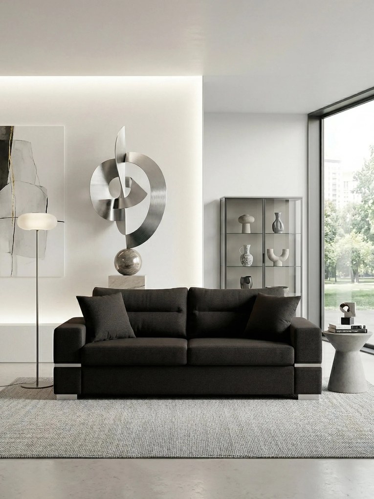 Диван "Fenia" Триместен-210ш 90д см.-Черен