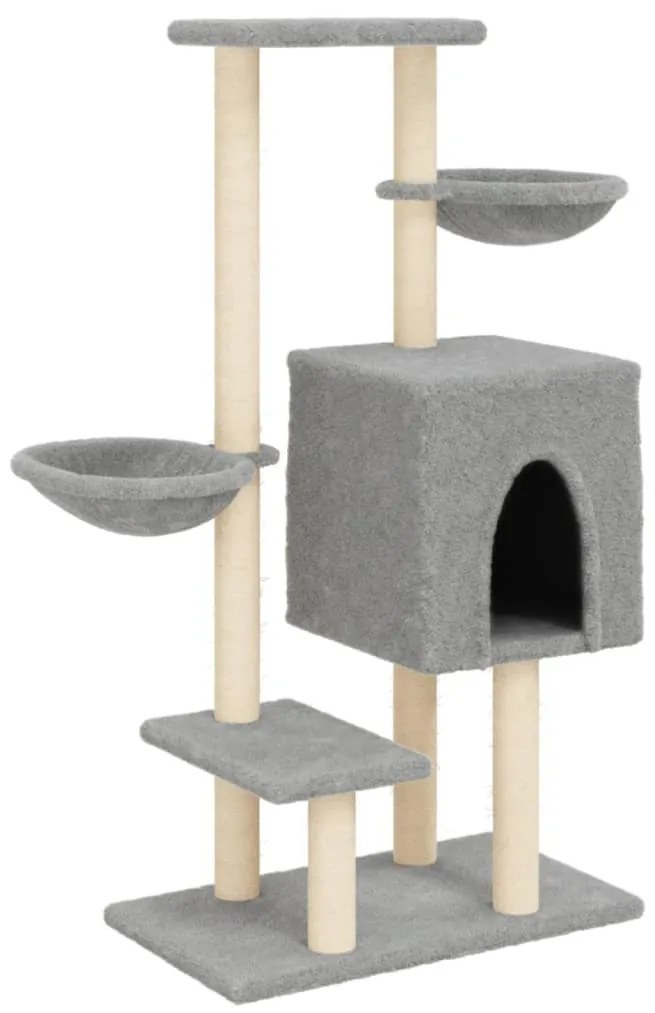 172119 vidaXL Котешко дърво със сизалени стълбове, светлосиво, 117 см