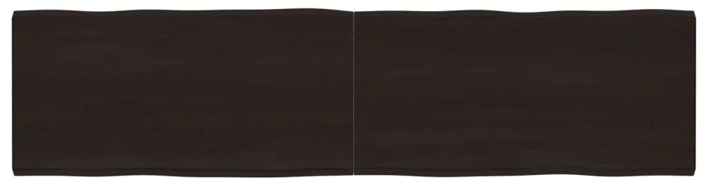 364048 vidaXL Плот за маса тъмнокафяв 200x50x(2-4) см обработен масивен дъб