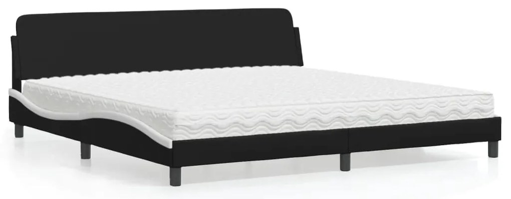 3208482 vidaXL Легло с матрак Dover, черно и бяло, 200x200 см, изкуствена кожа