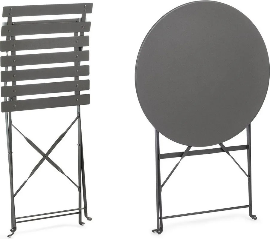 Антрацитен стоманен градински комплект за хранене за 2 Austin – Bizzotto