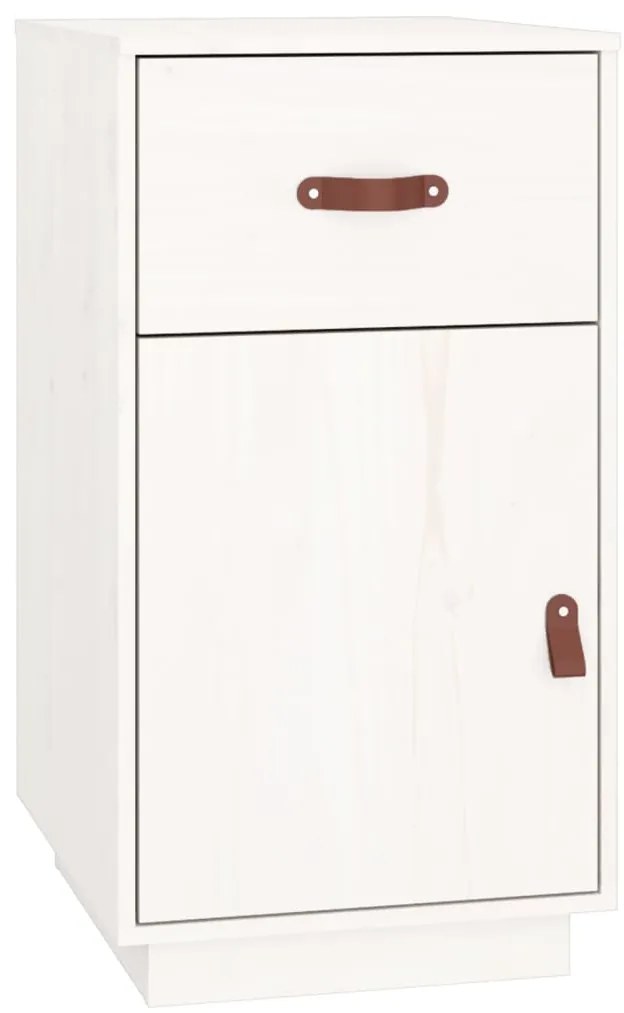820098 vidaXL Шкаф за бюро, Бял, 40x50x75 см, борово дърво масив