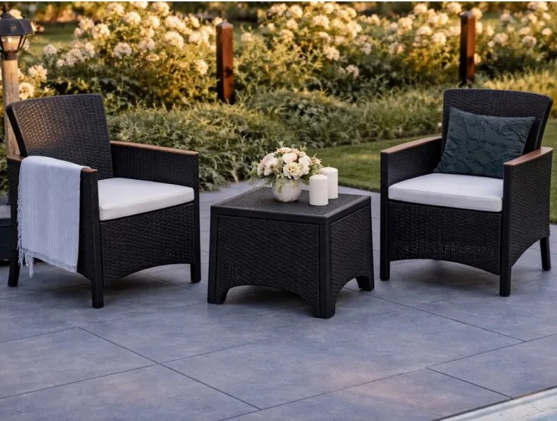 Комплект градински мебели в черно