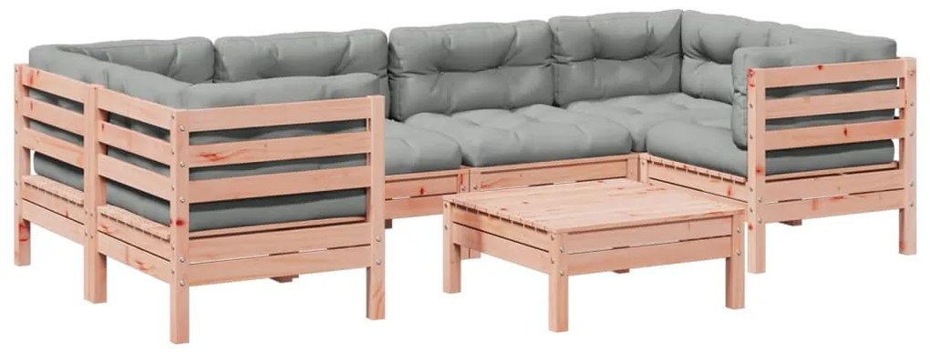 3299317 vidaXL Градински комплект с възглавници, 7 части, дугласка ела масив