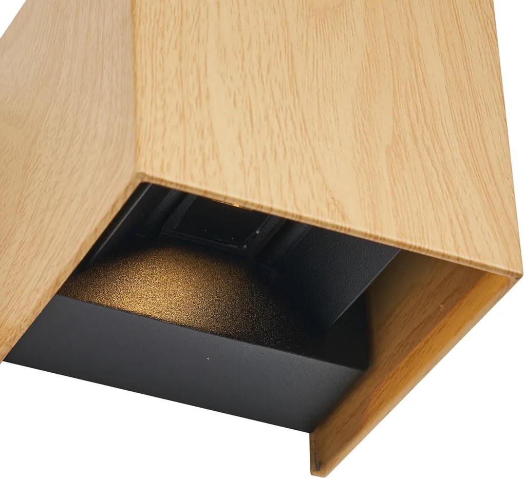 Скандинавска външна стенна лампа с дървесен принт, включваща LED IP54 - Edwin