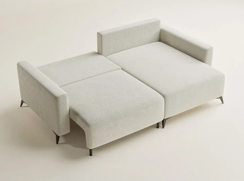 Кремав шенилов сгъваем/с място за съхранение ъглов диван (десен ъгъл) Leon – Maison de Rêve