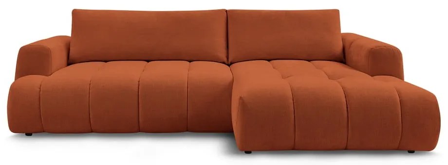 Сгъваем/с място за съхранение ъглов диван в тухлен цвят (десен ъгъл) Fuji – Bobochic Paris