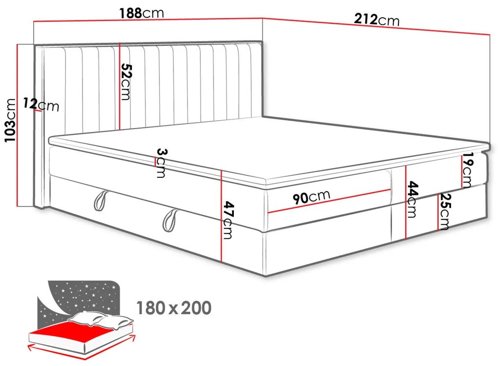 Тапицирано легло Harmonica-Gkri Skouro-180 x 200