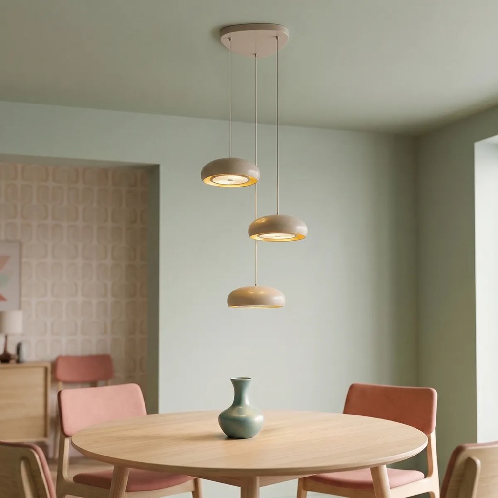 Macaron Retro 6-Light Pendant Lamp with Taupe Metal Shades