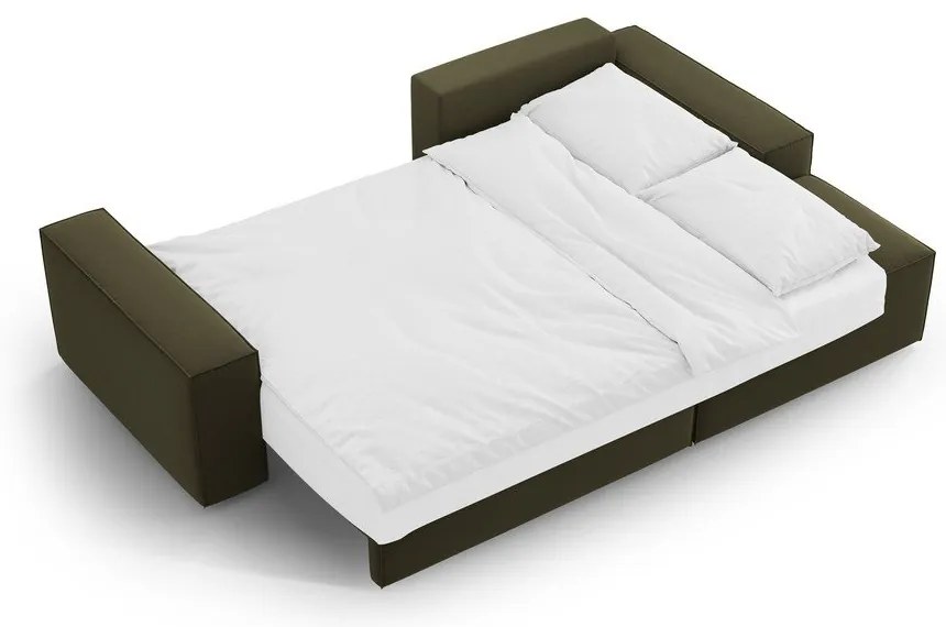 Зелен кадифен сгъваем/с място за съхранение ъглов диван (десен ъгъл) Jodie – Micadoni