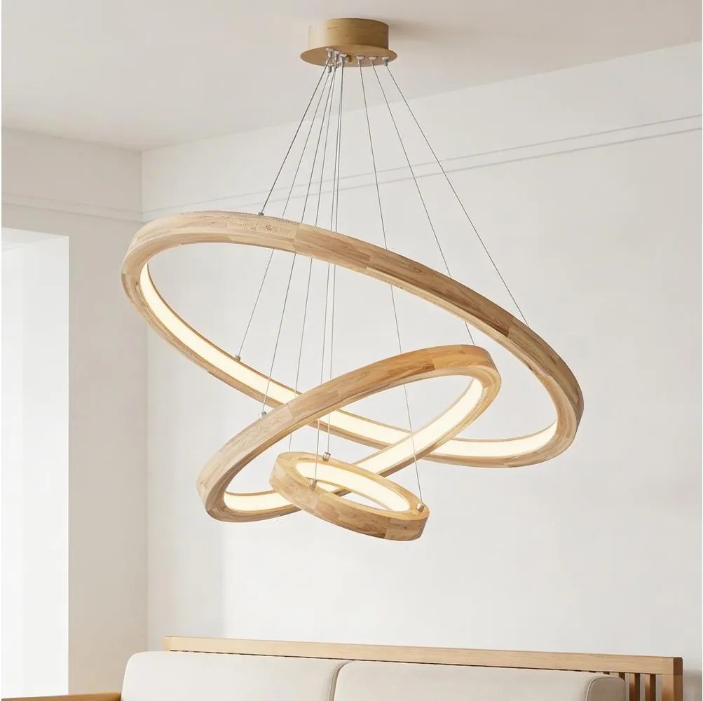 Brilagi - LED полилей на кабел UMEA WOOD LED/45W/230V, диаметър 60 см, от дърво