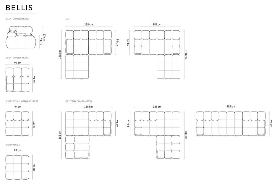 Зелен ъглов диван от кадифе Bellis - Micadoni Home