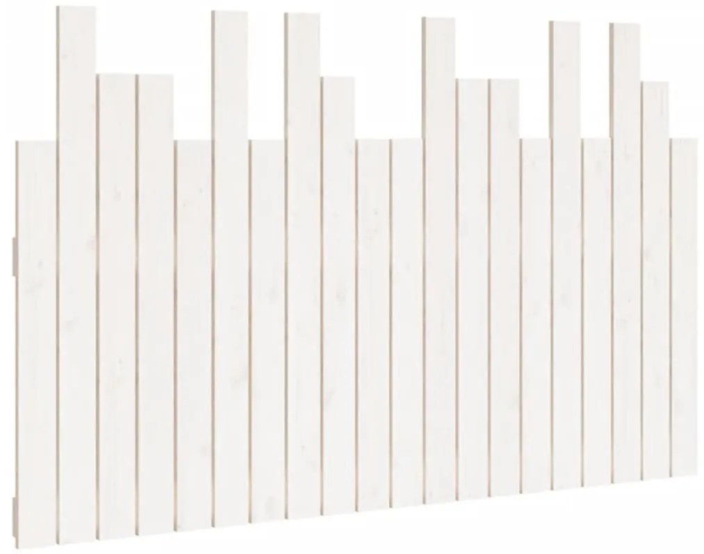 824789 vidaXL Стенна табла за спалня, бяла, 127,5x3x80 см, борово дърво масив