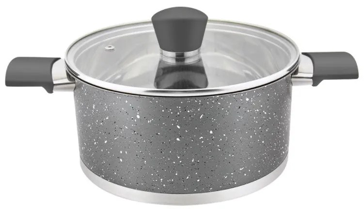 Тенджера с капак ZEPHYR ZP 1210, Многослойно дъно, Инокс, Мармор - 24x14.5 см 6.3 L