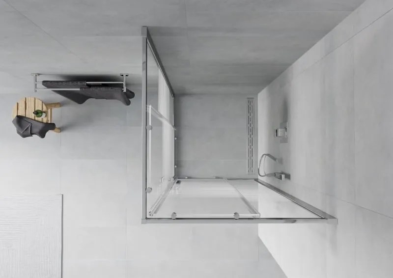Mexen Rio квадратна душ кабина 90 x 90 см, бели ивици, хром - 860-090-090-01-20