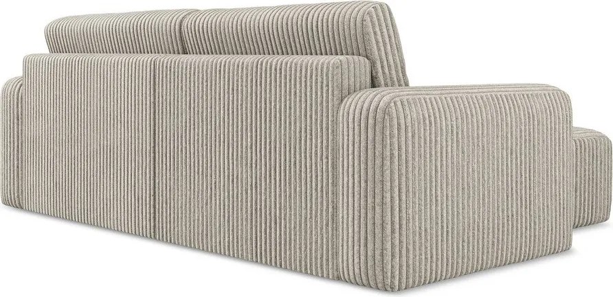 Бежов сгъваем/с място за съхранение ъглов диван от рипсено кадифе (ляв ъгъл) Kona – Makamii