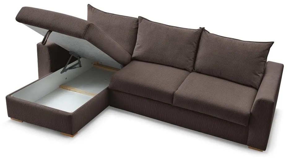 Кафяв разтегателен ъглов диван от рипсено кадифе (променлив) Augustin – Bobochic Paris