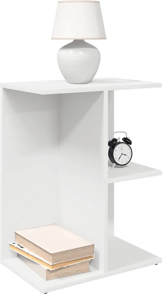 858651 vidaXL Нощни масички, 2 бр, бели, 46,5x29x61 см, инженерно дърво