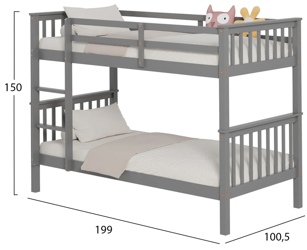 Двуетажно легло Лантай HM682.05 сив цвят