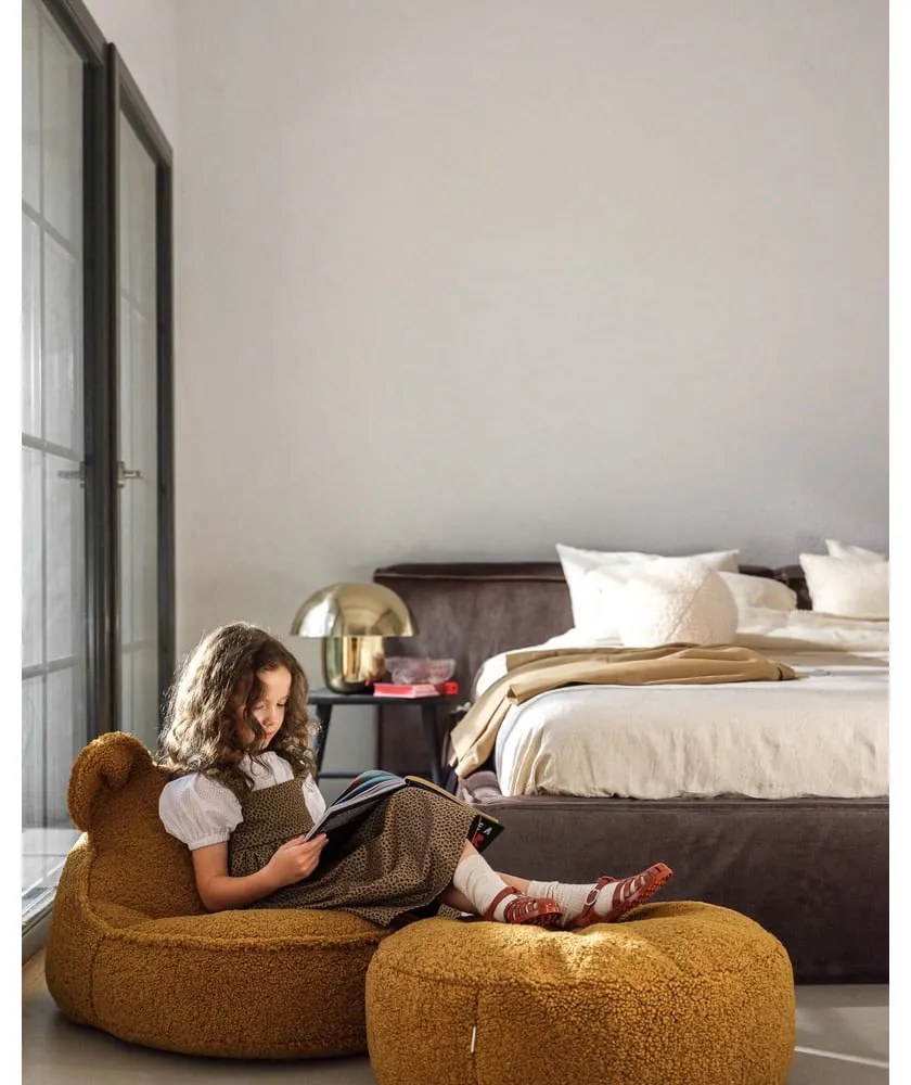 Кафяв детски пуф от букле Round – Wigiwama