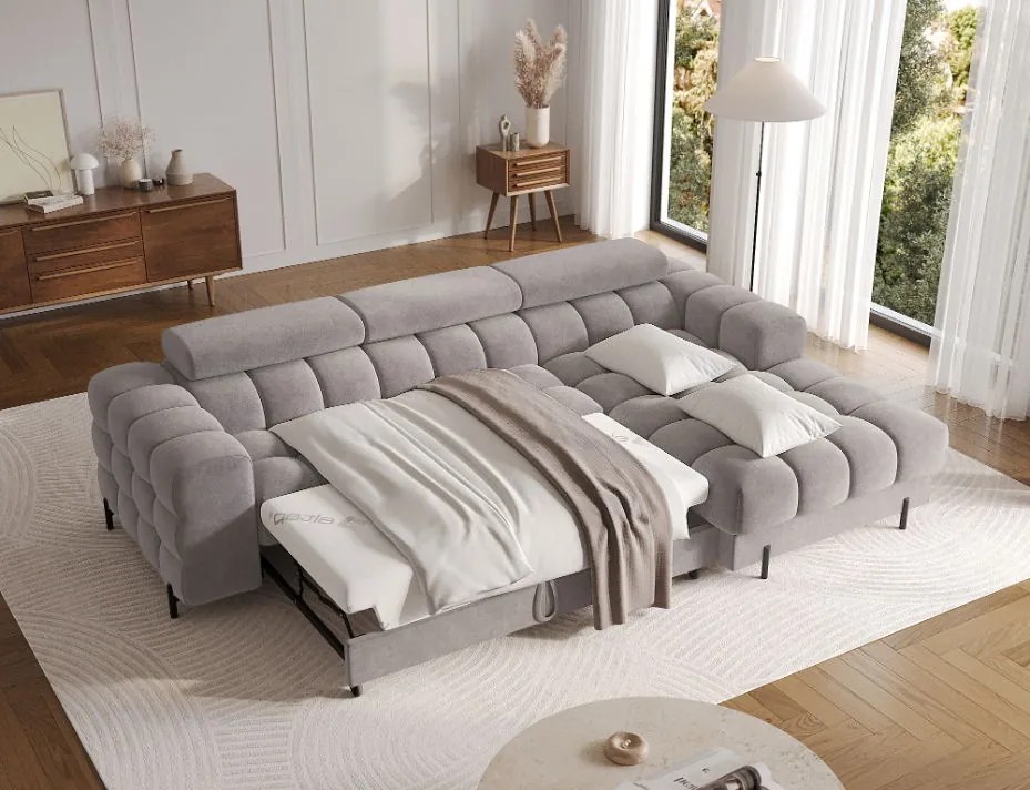 Ъглов диван Freyia-Сив-Десен