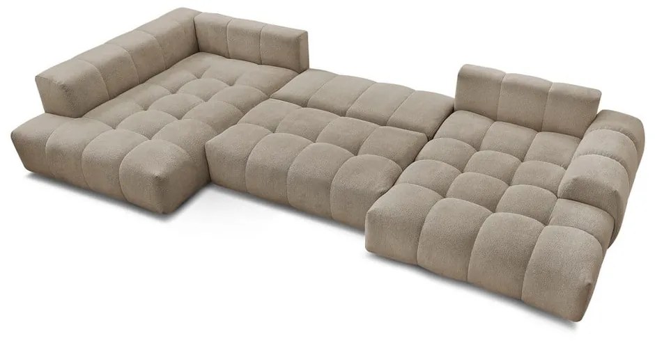 Кафяво-сив шенилов сгъваем/с място за съхранение ъглов диван (ляв ъгъл/U форма) Everest – Bobochic Paris