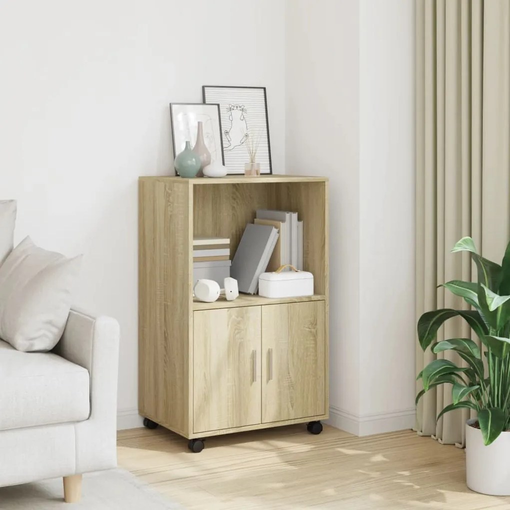 853184 vidaXL Подвижен шкаф, дъб сонома, 55x40x91 см, инженерно дърво