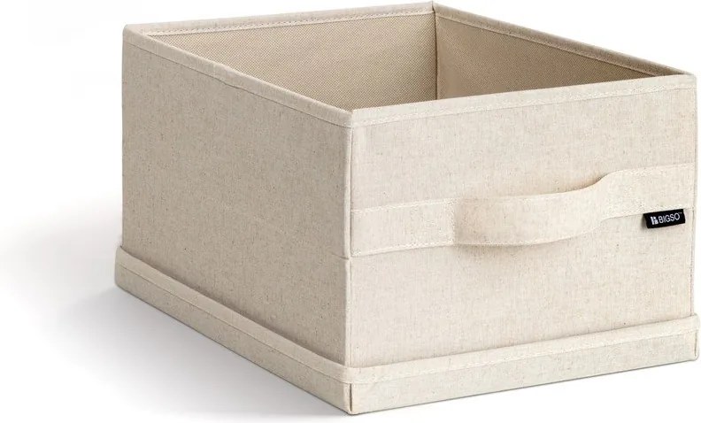 Бежова текстилна кутия за съхранение с капак 27x36x19 cm Soft Storage Small – Bigso