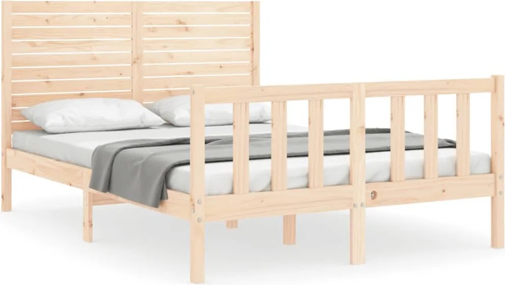 3193181 vidaXL Рамка за легло с табла Double масивно дърво