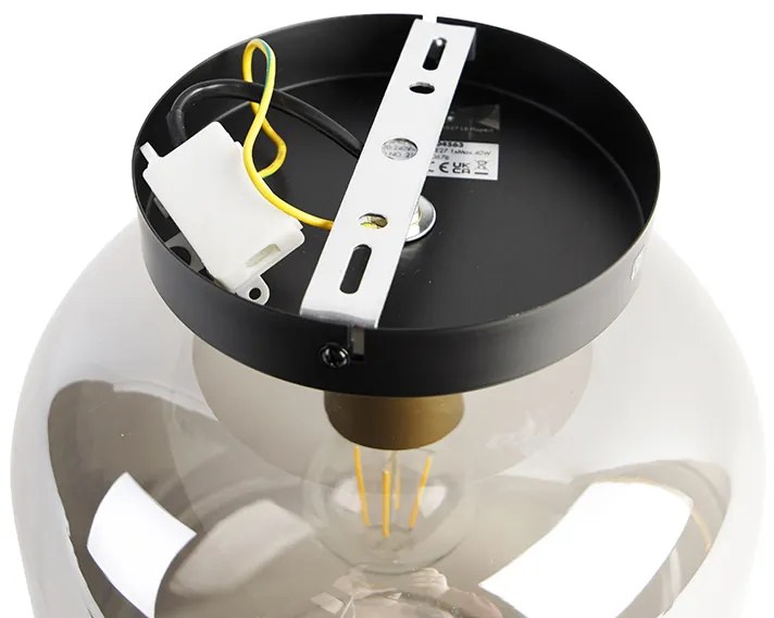 Дизайнерски таванна лампа черна & злато с опушено стъкло - Zuzanna