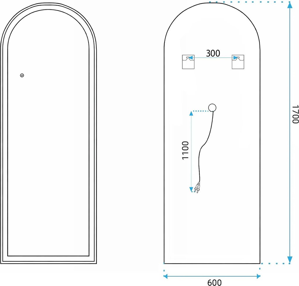 Огледало LED Orbit 60x170cm Brush Gold