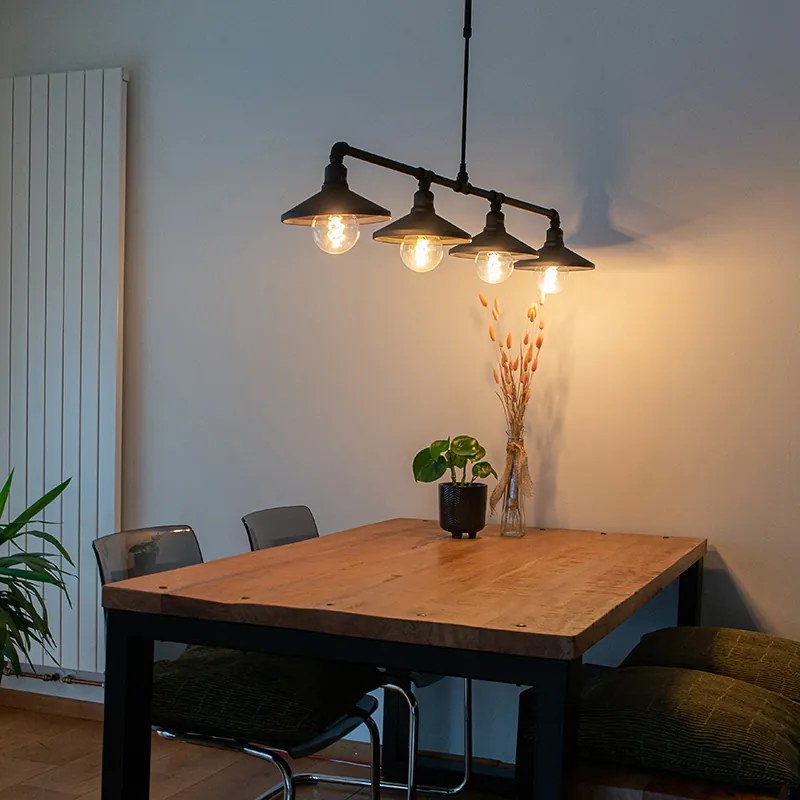 Индустриален висящ лампион черен с 4 светлини - Laser