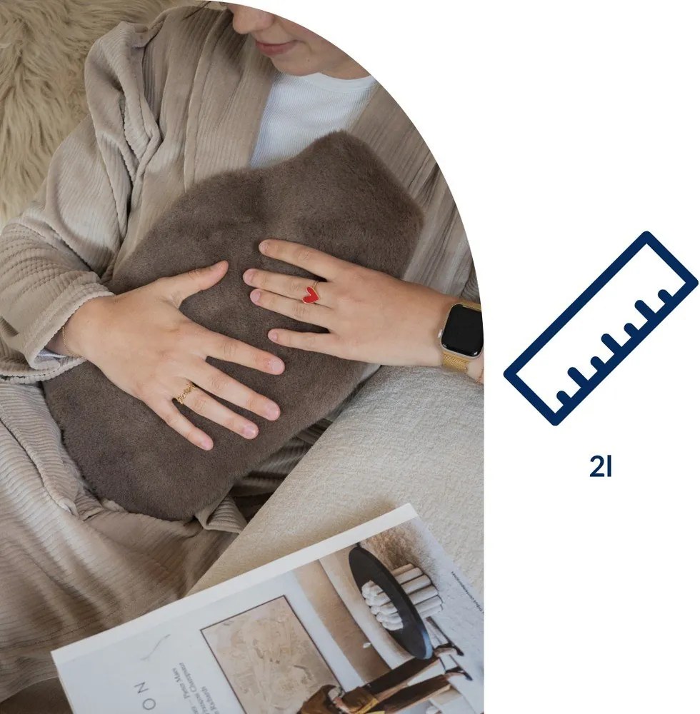 Кафяво-сив термофор от микроплюш 2 l Warmers – Tiseco Home Studio