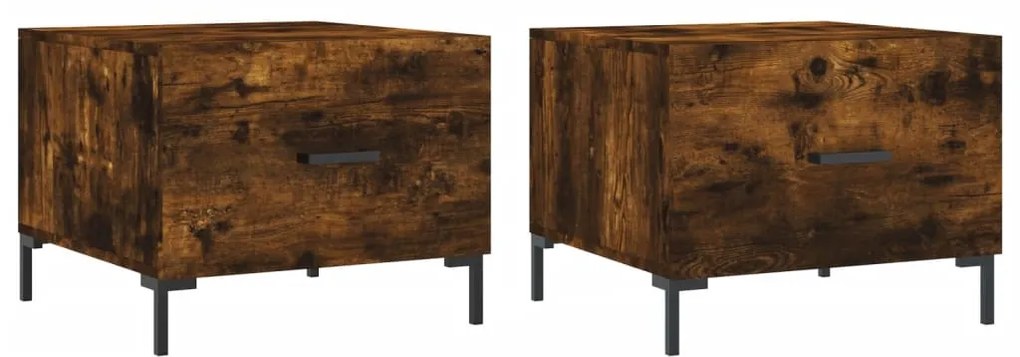 829407 vidaXL Кафе маси, 2 бр, опушен дъб, 50x50x40 см, инженерно дърво