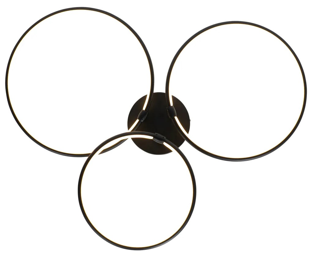 Таванна лампа черна с LED 3-степенна димируема 3-светлина - Joaniqa