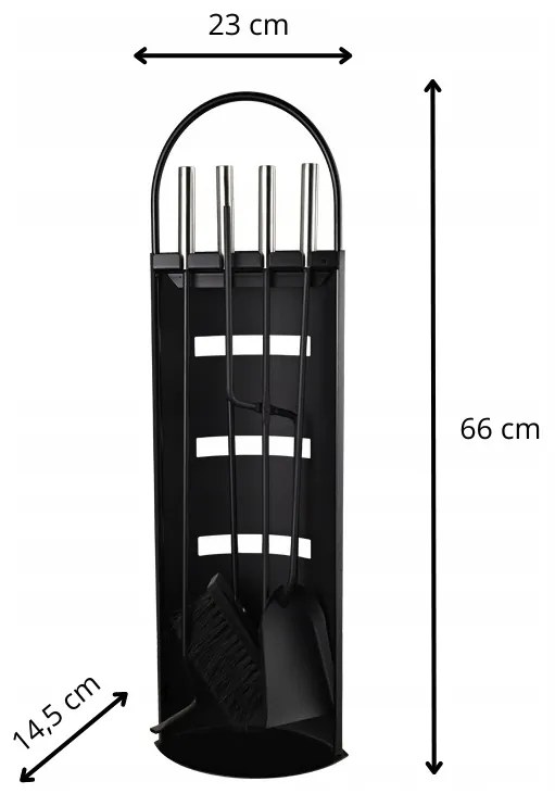 Комплект аксесоари от 4 части със стойка за камина и скара