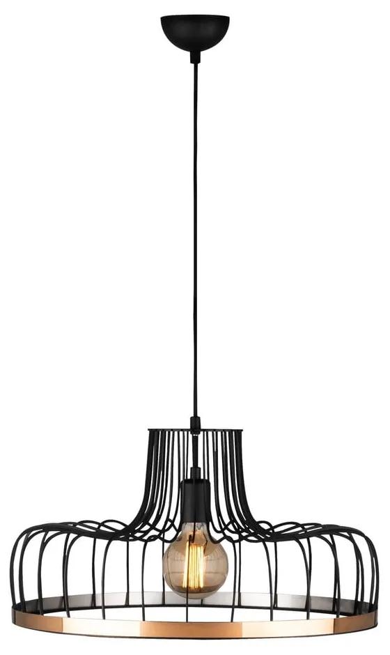 Висящо осветително тяло в черен и меден цвят с метален абажур ø 53 cm Fellini – Opviq lights