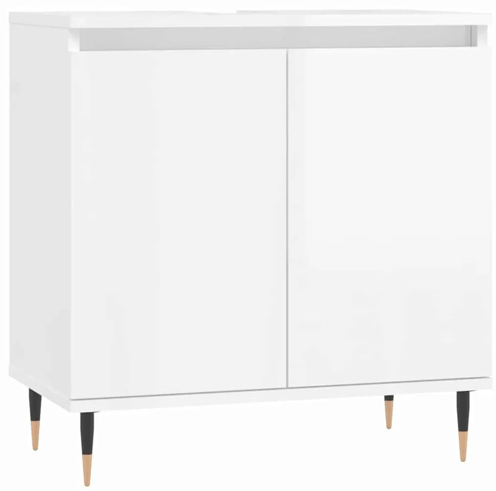 831574 vidaXL Шкаф за баня, бял гланц, 58x33x60 см, инженерно дърво