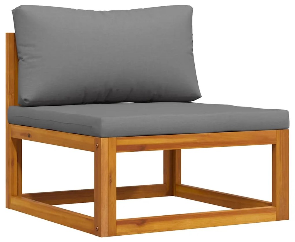 311862 vidaXL Модулен среден диван тъмносиви възглавници акациево дърво масив